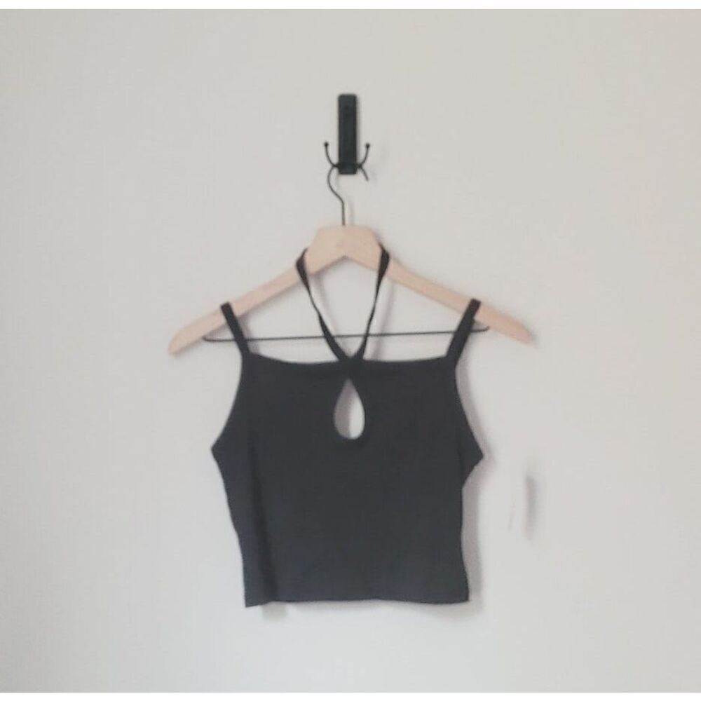 New American Eagle Black Ribbed Keyhole Tank Size Medium NWT